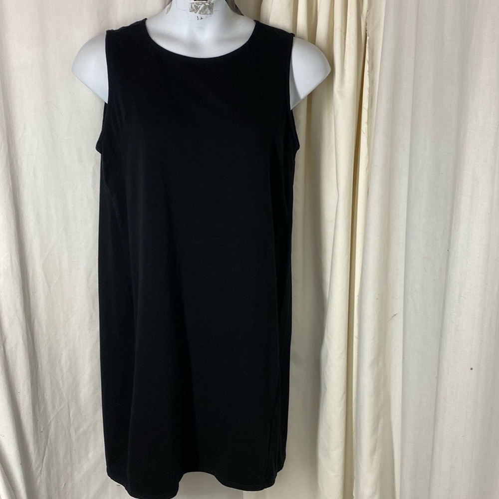 Eileen Fisher M Black Sleeveless Tank Dress Soft Knit